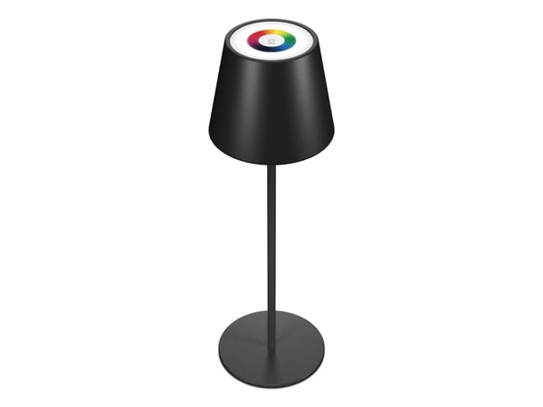 RealPower LED-RGB bordlampe dimbar med batteri, sort