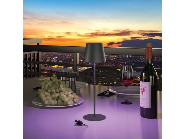RealPower LED-RGB bordlampe dimbar med batteri, sort