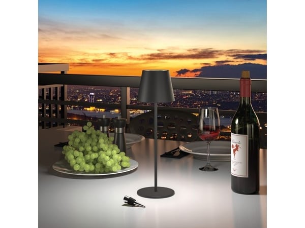 RealPower LED-RGB bordlampe dimbar med batteri, sort