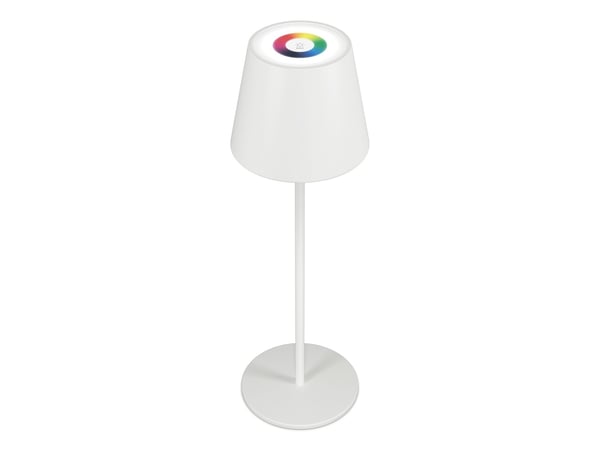 RealPower LED RGB pöytävalaisin himmennettävä ladattavalla akulla, baltas