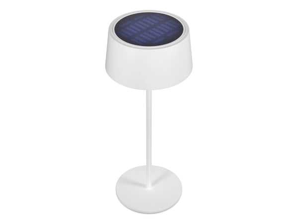 RealPower LED solar bordlampe dimbar med batteri, baltas
