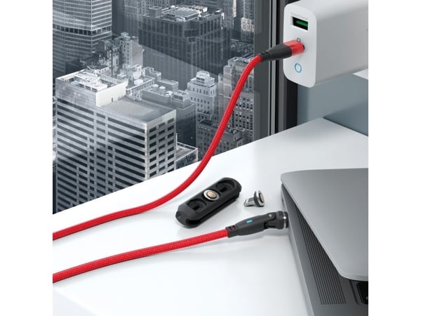 RealPower MagneticCharge 100, 1 m, USB C, Röd