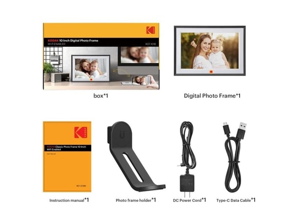 Kodak RCF-1018, 25,6 cm (10.1"), 1280 x 800 piksler, IPS, 16:10, 60 Hz, BMP, GIF, JPEG, JPG, PNG