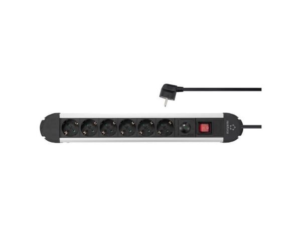 Renkforce RF-6417718 Overspenningsvern strømskinne 6-veis sort, aluminium beskyttelseskontakt 1 stk (RF-6417718)