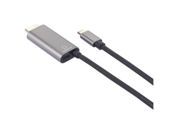 Renkforce RF-6409790, HDMI, USB-C, USB-C, 1,5 m, musta, harmaa