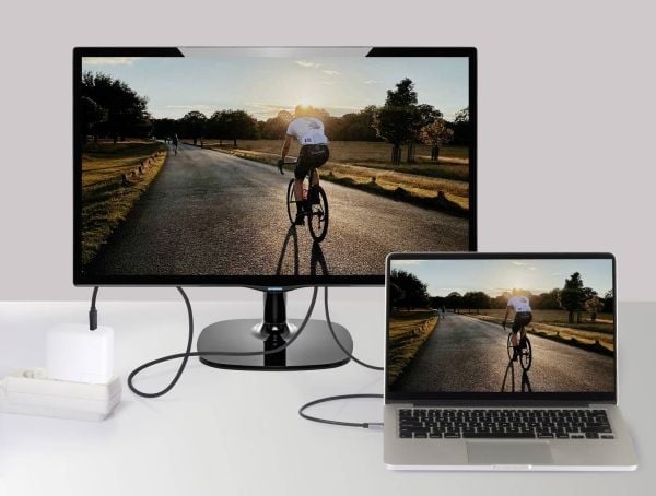 Renkforce RF-6409790, HDMI, USB-C, USB-C, 1,5 m, musta, harmaa