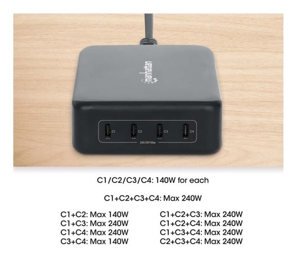 Manhattan 102667, Innendørs, AC, 28 V, 1 m, Svart