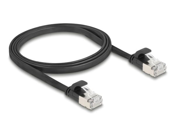 Delock - Koblingskabel - RJ-45 (hann) til RJ-45 (hann) - 1 m - U/FTP - CAT 6a - uten hindringer, flat - svart