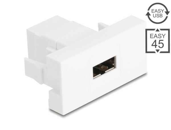 Delock Easy 45 -moduuli EASY-USB 2.0 Type-A naaras EASY-USB Type-A naaraaseen valkoinen