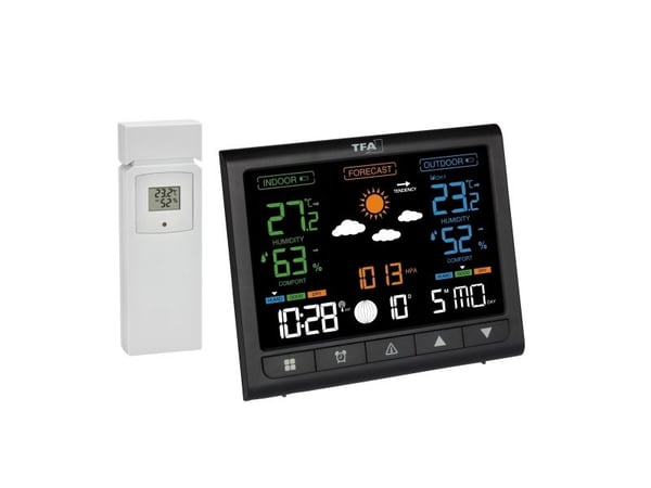 TFA-Dostmann 35.1171.01, Sort, Inne hygrometer, Inne Termometer, Utendørs Fuktighetsmåler, Utendørs Barometer, Hygrometer, Termometer, Hygrometer, ...