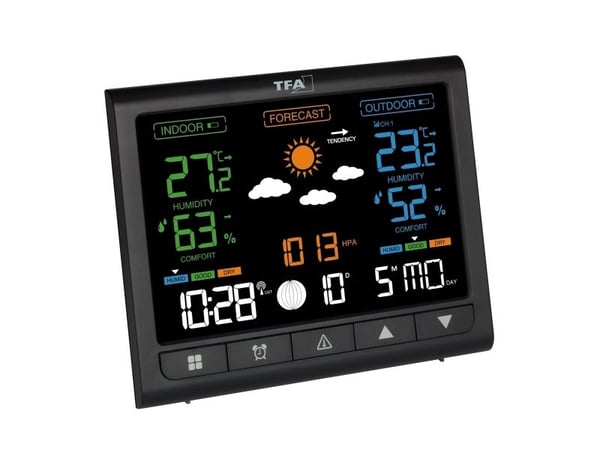 TFA-Dostmann 35.1171.01, Sort, Inne hygrometer, Inne Termometer, Utendørs Fuktighetsmåler, Utendørs Barometer, Hygrometer, Termometer, Hygrometer, ...