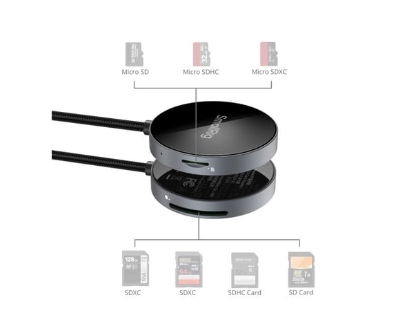 SmallRig 4870, MicroSD (TransFlash), MicroSDHC, MicroSDXC, SD, SDHC, SDXC, Sort, Sølv, 312 Mbit/s, Aluminium, Glass, Polyvinylklorid (PVC), USB 3.2...