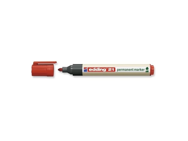 edding EcoLine 21 - Markør - permanent - for glass, metall, plast - rød - 1.5-3 mm