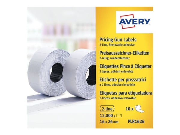 Avery PLR1626, White, Price tag, 26 mm, 16 mm, 12000 pc(s)