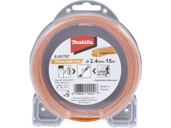 Makita - Mowing line - 2.4 mm - lengde: 15 m - for P/N: DUR191UZX3, DUR368AZ, UR006GM101