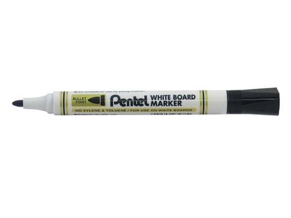 Pentel MW85, 12 styck, Svart, Rundad spets, Svart, Vit, Plast
