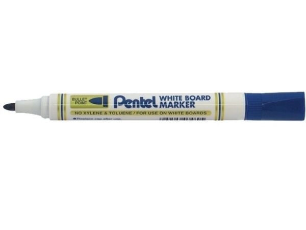 Pentel MW85, 12 styck, Blå, Rundad spets, Blå, Vit, Plast