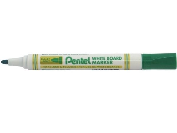 Pentel MW85, 12 styck, Grön, Rundad spets, Grön, Vit, Plast