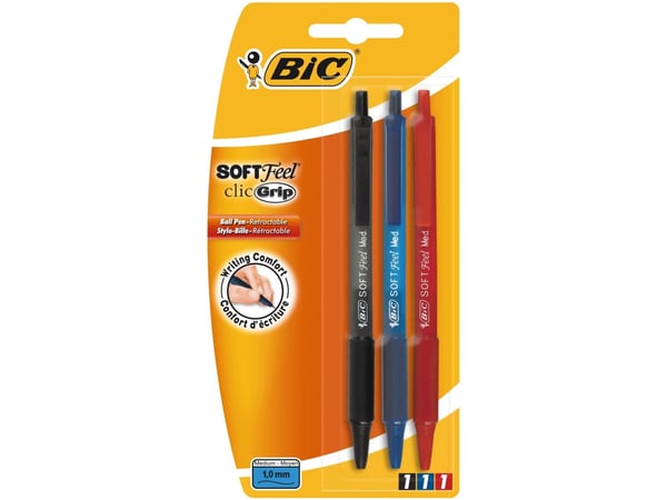 BIC 70330133990, Musta, Sininen, Punainen, Musta, Sininen, Punainen, 3 kpl