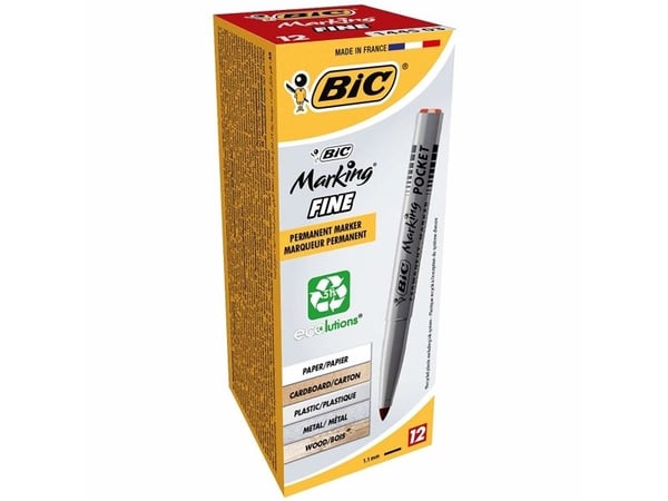 BIC Marking Pocket 1445, Röd, Rundad spets, Röd, Silver, Medium, 4,2 mm, 1,1 mm