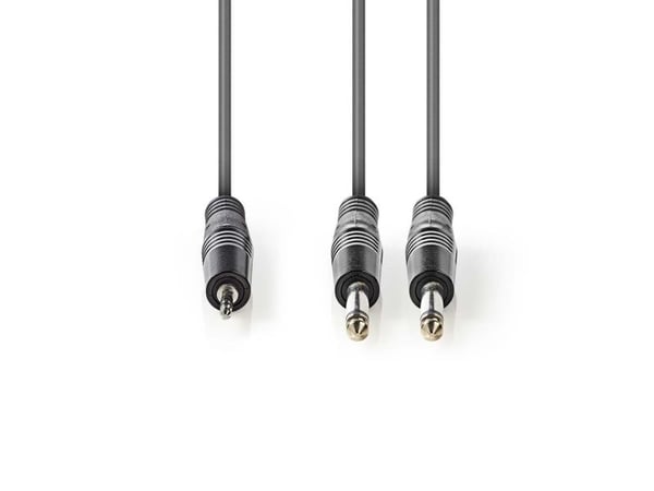 Nedis COTH23200GY15, 2 x 6.35mm, Hankjønn, 3.5mm, Hankjønn, 1,5 m, Grå