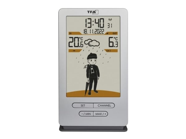 TFA-Dostmann Weather Jack, Sølv, Inne Termometer, Utendørs Barometer, Utendørs Barometer, Barometer, Termometer, Barometer, Termometer, Plast, 0 - ...
