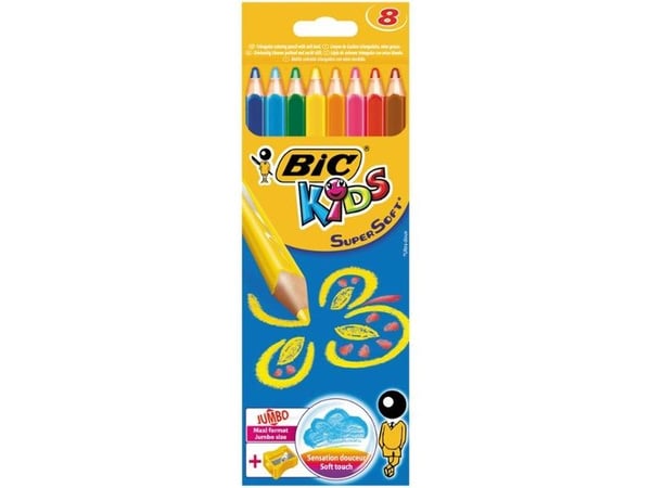 BIC SuperSoft, Pehmeä, Monivärinen, 8 kpl