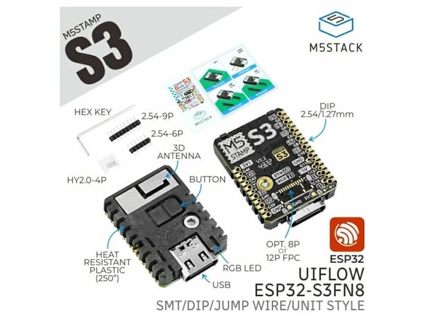 M5Stack S007, Stacking header, M5, M5Stack, Gul, 0 - 40 ° C, 26 mm