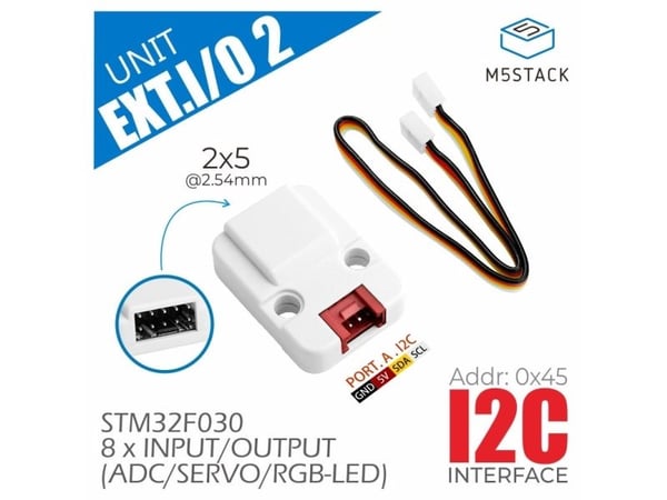 M5Stack U011-B, Strömbrytarmodul, M5 Core, M5Stack, Vit, 3.3 V, 32 mm