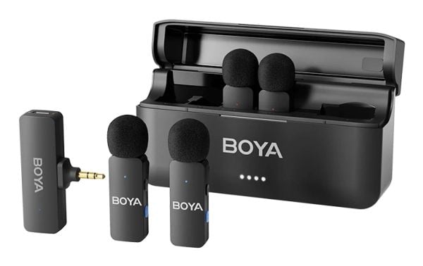 BOYA BY-V4, Mikrofon med klemme, 20 - 20000 Hz, 16 bit, 48 kHz, 80 dB, Trådløs