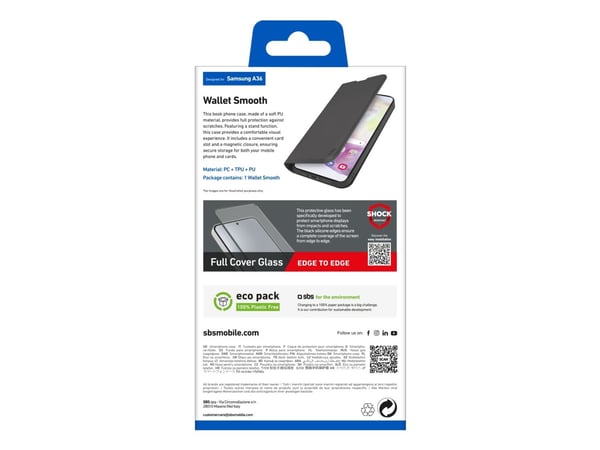 SBS TEWALSAA36K, Lommebok-etui, Samsung, A36, 17 cm (6.7"), Sort