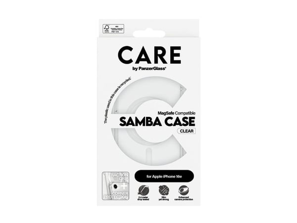 CARE by PanzerGlass - Baksidedeksel for mobiltelefon - MagSafe-samsvar - termoplast-polyuretan (TPU) - hvit, gjennomsiktig - for Apple iPhone 16e
