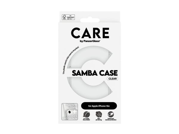 CARE by PanzerGlass Samba - bakdeksel til mobiltelefon - termoplastisk polyuretan (TPU) - klar - for Apple iPhone 16e