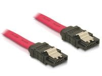 Delock - SATA-kabel - Serial ATA 150/300 - SATA (hunn) til SATA (hunn) - 50 cm - låst, rett kontakt - rød