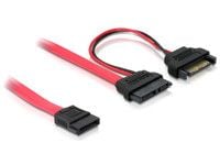 Delock SATA Slimline ALL-in-One cable - SATA-kabel - Serial ATA 150 - Slimline SATA (hunn) til SATA, SATA-strøm - 50 cm