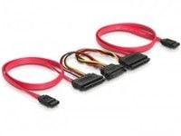 DeLOCK SATA All-in-One cable for 2x HDD, 0,5 m, Punainen