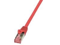 LogiLink PrimeLine - Koblingskabel - RJ-45 (hann) til RJ-45 (hann) - SFTP, PiMF - CAT 6 - halogenfri, uten hindringer - rød