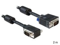 Delock - VGA-kabel - HD-15 (VGA) (hann) til HD-15 (VGA) (hann) - 2 m - 90° kontakt