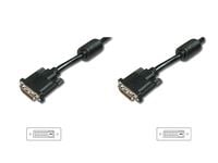 DIGITUS - DVI-kabel - dobbeltlenke - DVI-D (hann) til DVI-D (hann) - 2 m - formstøpt, tommelskruer - svart