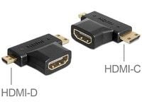 Delock - HDMI-splitter - HDMI hunn til 19 pin mini HDMI Type C, 19 pin micro HDMI Type D hann - svart