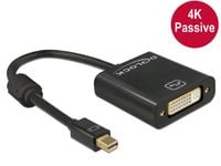 Delock - Videosovitin - yksi linkki - Mini DisplayPort (uros) - DVI-I (naaras) - DisplayPort 1.2 - 20 cm - sormiruuvit, 4K-tuki - musta