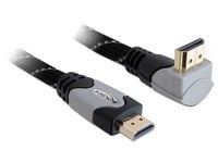 Delock High Speed HDMI with Ethernet - HDMI-kabel med Ethernet - HDMI hann til HDMI hann - 2 m - 90° kontakt
