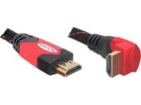 Delock High Speed HDMI with Ethernet - HDMI-kabel med Ethernet - HDMI hann til HDMI hann - 1 m - vinkelkontakt