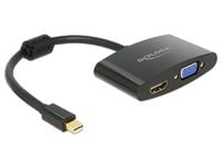 Delock - Video adapter - DisplayPort (hann) til HD-15 (VGA), HDMI (hunn) - 18 cm - svart
