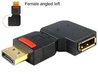 Delock Adapter Displayport male > Displayport female angled left - DisplayPort-adapter - DisplayPort (hunn) til DisplayPort (hann) - 90°-kontakt - ...