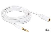 Delock - Lydkabel - mini-phone stereo 3.5 mm hann til mini-phone stereo 3.5 mm hunn - 3 m - hvit