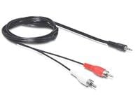 Delock - Lydkabel - RCA x 2 hann til mini-phone stereo 3.5 mm hann - 10 m - svart