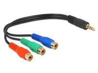 Delock - Videokabel - komponentvideo - RCA x 3 hunn til 4-polsminijakk hann - 24 cm - svart