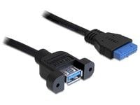 Delock USB 3.0 Pin Header - Intern-til-ekstern USB-kabel - USB-type A (hunn) til 19-pins USB 3.0-plugg (hunn) - 50 cm - svart