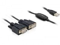 Delock Adapter USB 2.0 > 2 x Seriell - USB / seriell-kabel - USB (hann) til DB-9 (hann) - 1.4 m - tommelskruer